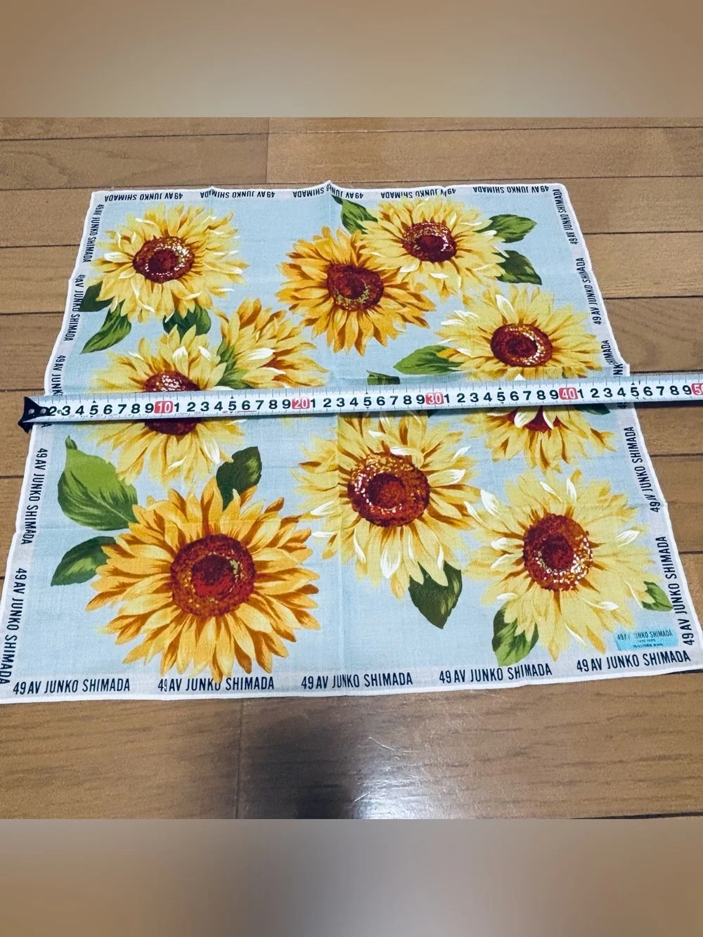 Junko Shimada Sunflower Print Blue Cotton Scarf/Handkerchief/Bandana  45cm 18”
